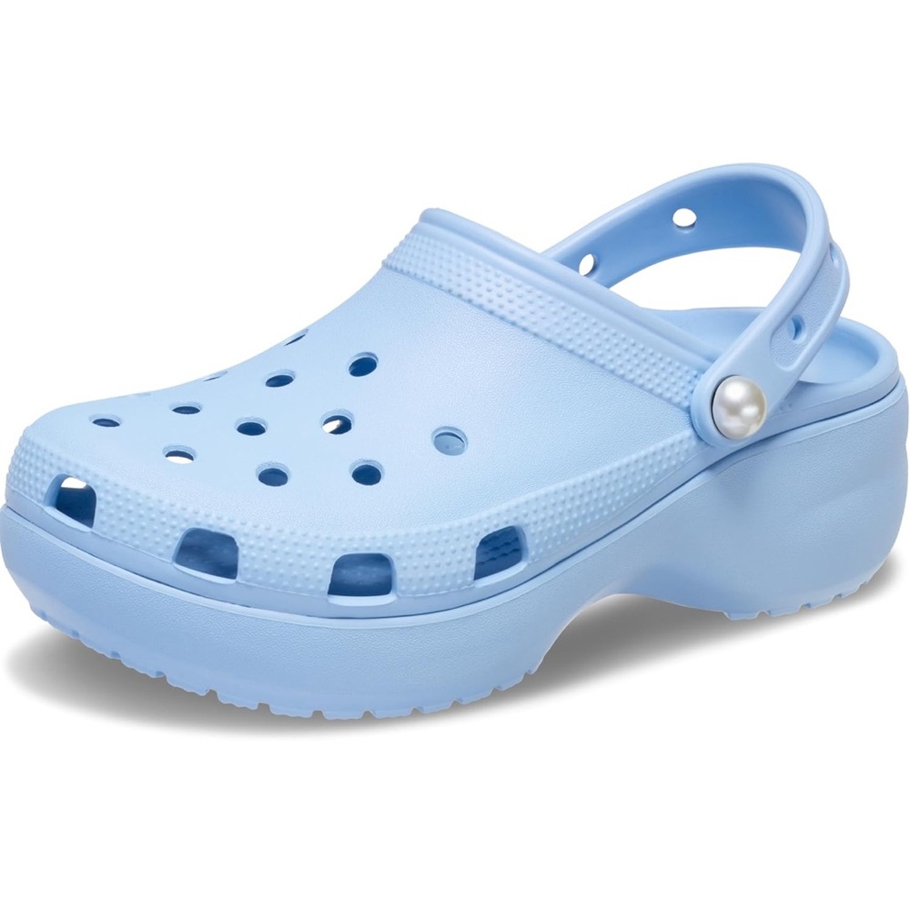 NWOT Crocs Women's Sz 11 Classic Platform Clog, blue calcite w/ faux pearl rivet - Picture 7 of 10